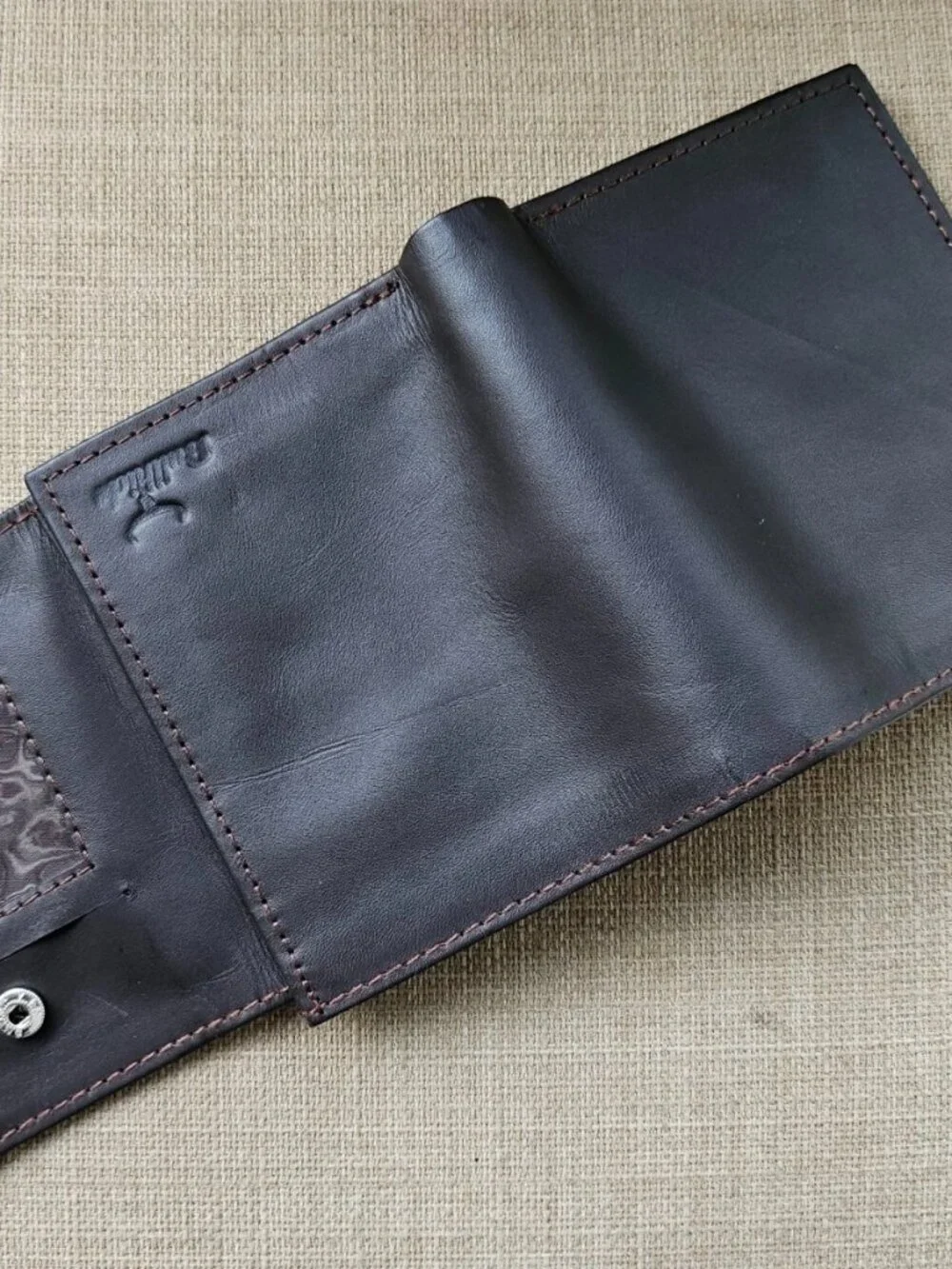 Brown Leather Cardholder Billfold Handmade WALLET Purse Multiple Compartments